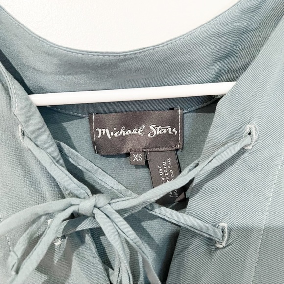 Anthropologie Michael Stars Ruffled Hem Lace Up Flounce Blue Dress size XS - Picture 7 of 11